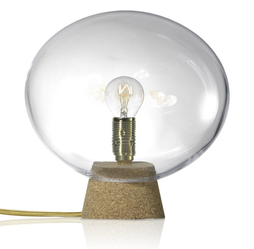 Mundblæst Boble glaslampe, guld og messing - designet af Pernille Bülow