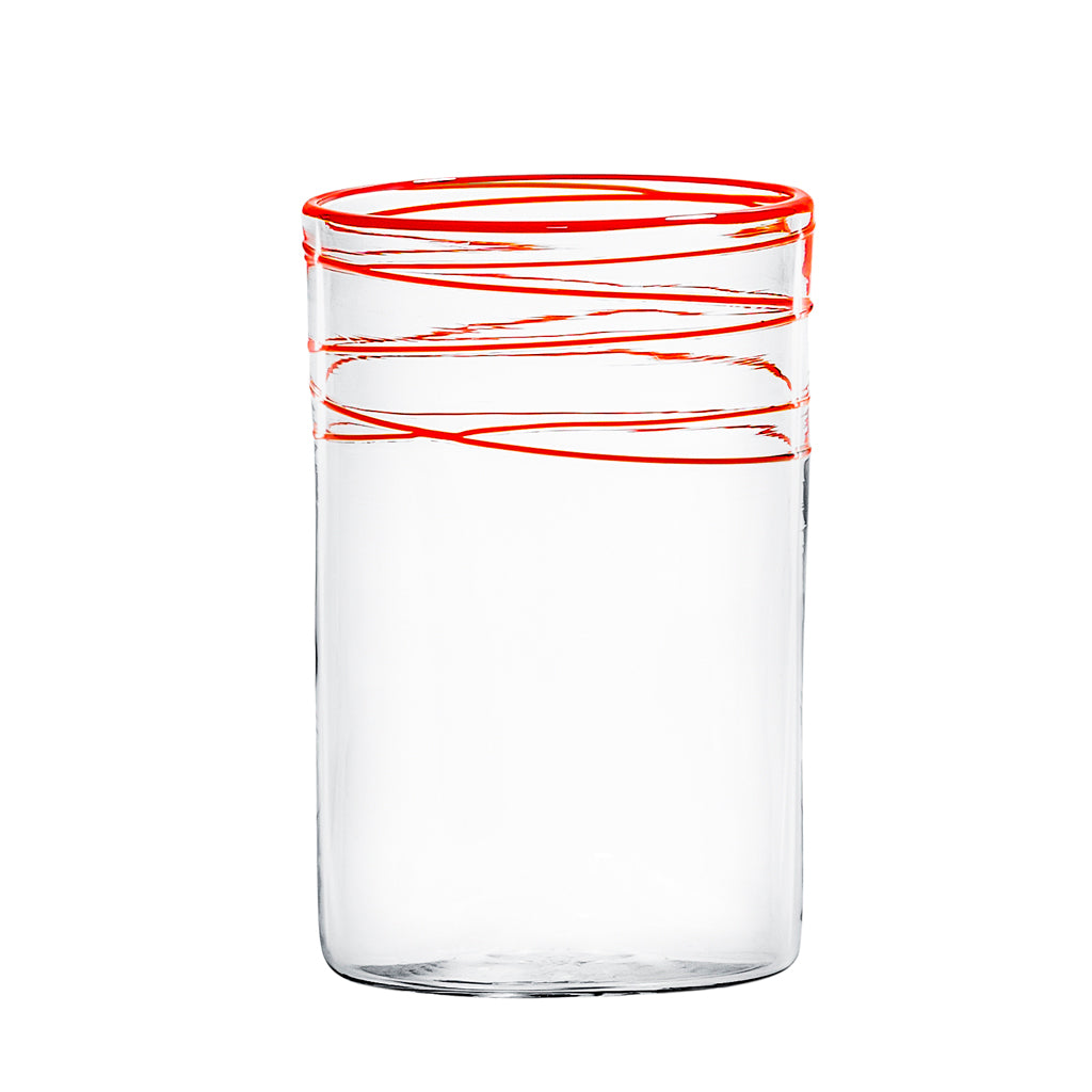 Mundblæst juiceglas, rød - håndlavet og designet af Pernille Bülow