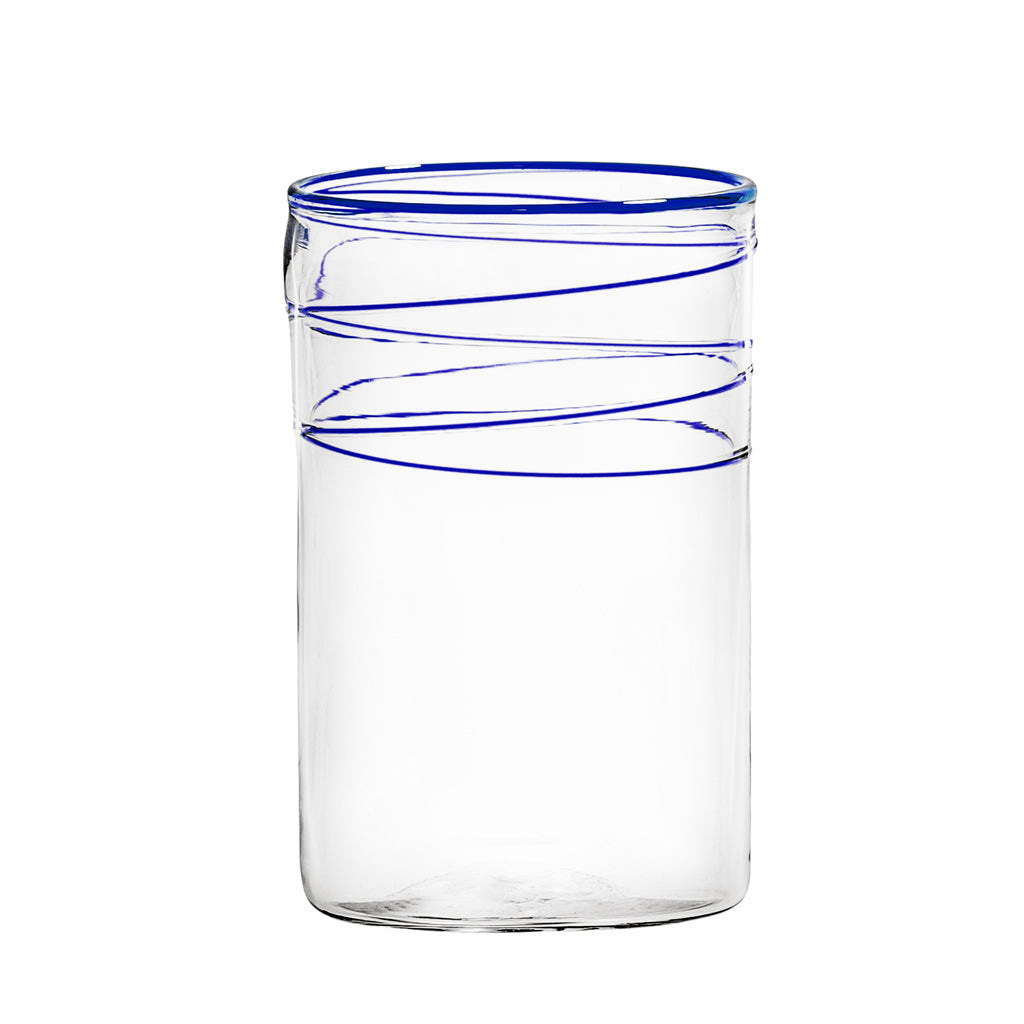 Mundblæst juiceglas, mørkeblå - håndlavet og designet af Pernille Bülow